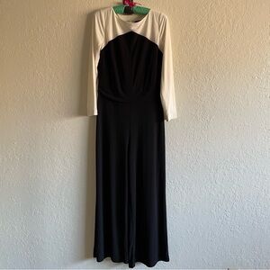 Ralph Lauren cream black long wide leg jumpsuit romper 8